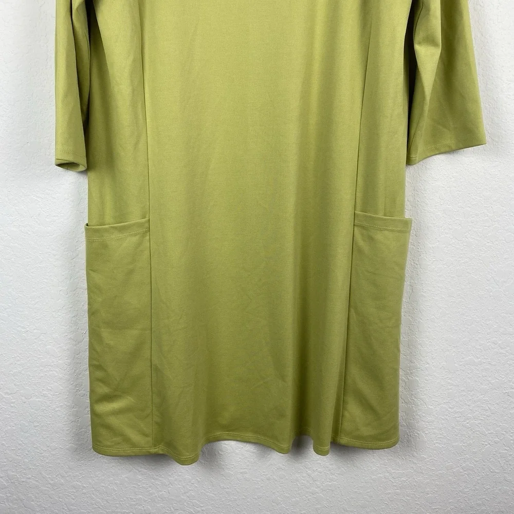 Marla Wynne L Shift Dress Green Pockets Boat Neck Minimalist Artsy Knee Length - Picture 3 of 6